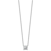 14k White Gold 3 carat Lab Grown Diamond VS/SI+ G+ Princess Complete Four Prong 18 inch Pendant Necklace